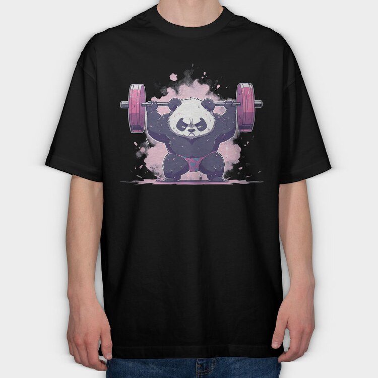 Panda Lifting Weights, Tricou Oversize Barbati (Unisex)