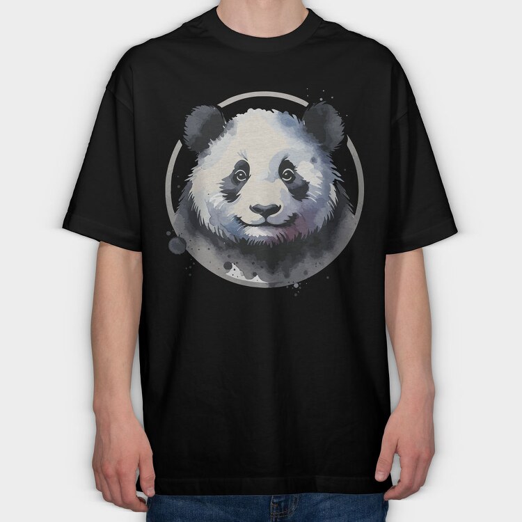 Panda Watercolor Mug, Tricou Oversize Barbati (Unisex)