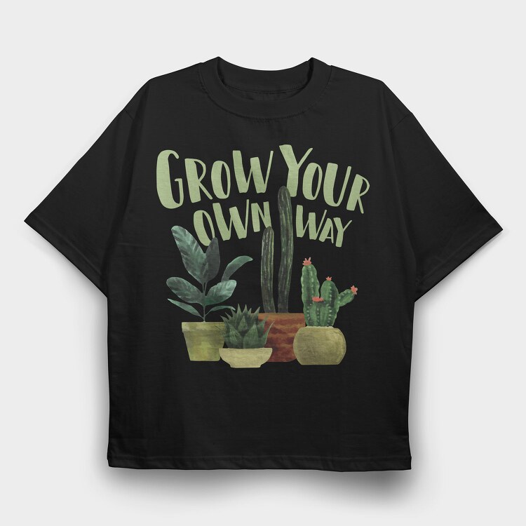 Plants And Cactus Watercolor Mug 02, Tricou Oversize Barbati (Unisex)