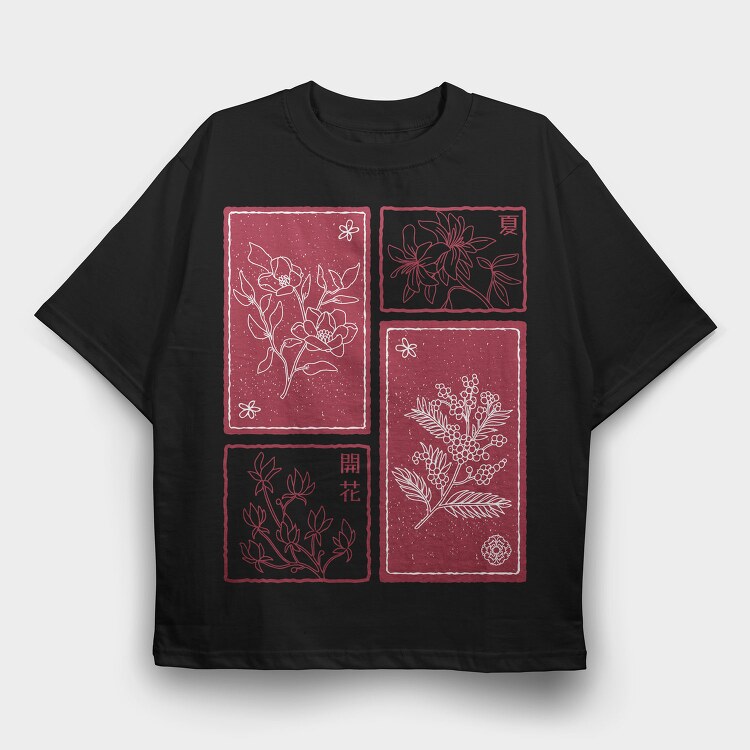 Simple Sakura Flowers 06, Tricou Oversize Barbati (Unisex)