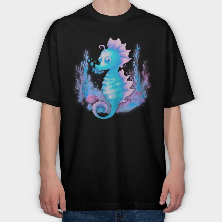 Singing Seahorse, Tricou Oversize Barbati (Unisex)