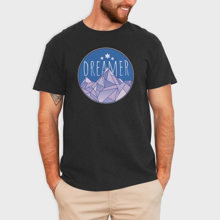 Dreamer Word And Mountains, Tricou Barbati (Unisex)