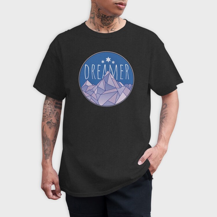 Dreamer Word And Mountains, Tricou Barbati (Unisex)