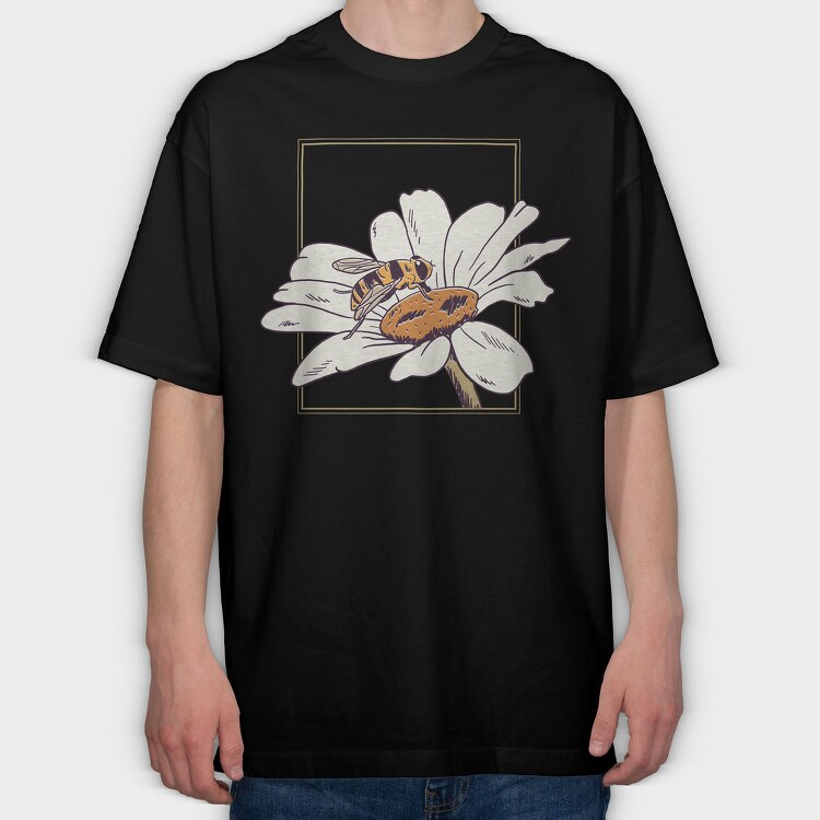 Bee Flower, Tricou Oversize Barbati (Unisex)