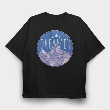 Dreamer Word And Mountains, Tricou Oversize Barbati (Unisex)