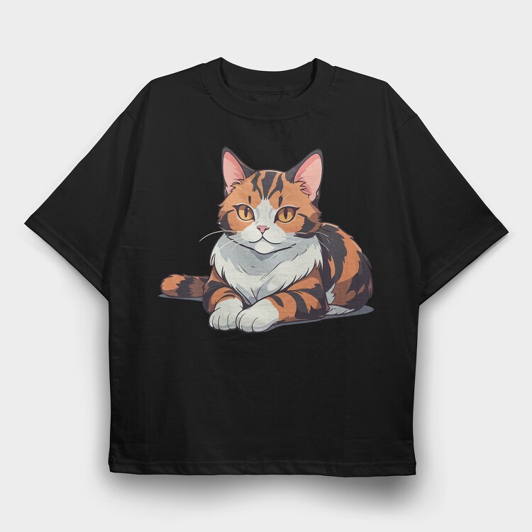 Sitting Cat, Tricou Oversize Barbati (Unisex)