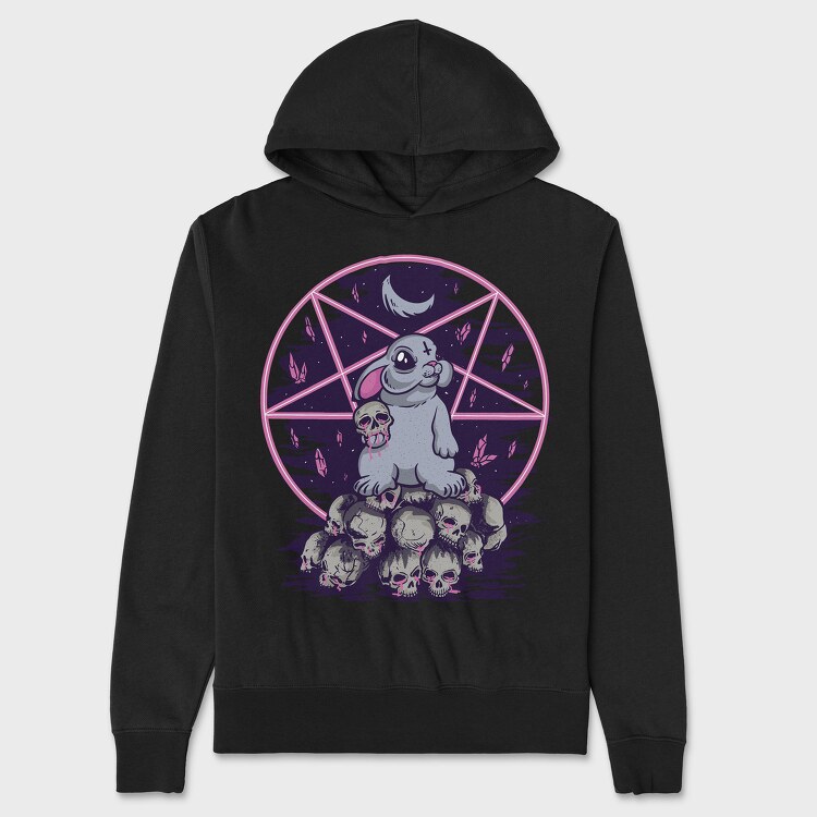 Pentagram Bunny, Hanorac Oversize Barbati (Unisex)