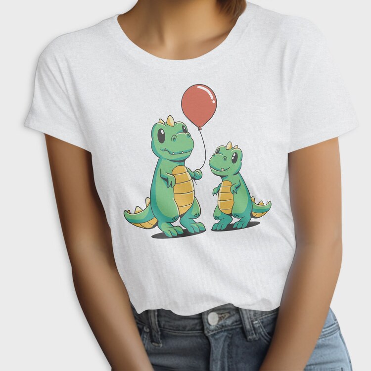 Playful Dinosaur Dinos Balloon Onesie, Tricou Femei