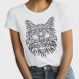 Hand Drawn Cat Animal Face Monochrome Fade, Tricou Femei