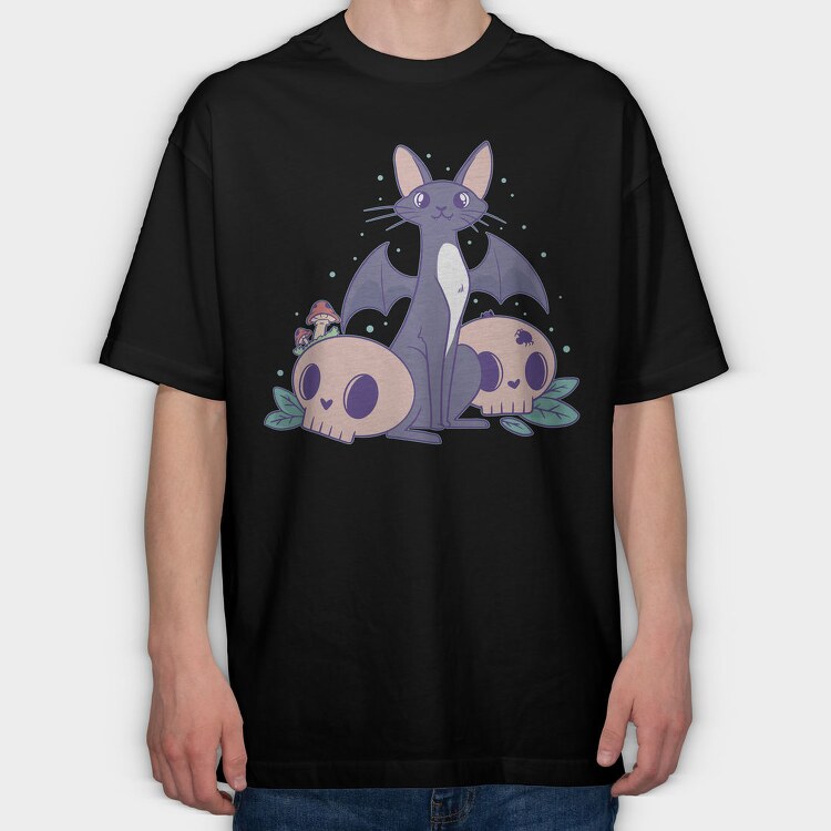 Pastel Goth Bat Cat Cute, Tricou Oversize Barbati (Unisex)