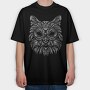 Hand Drawn Cat Animal Face Monochrome Fade, Tricou Oversize Barbati (Unisex)
