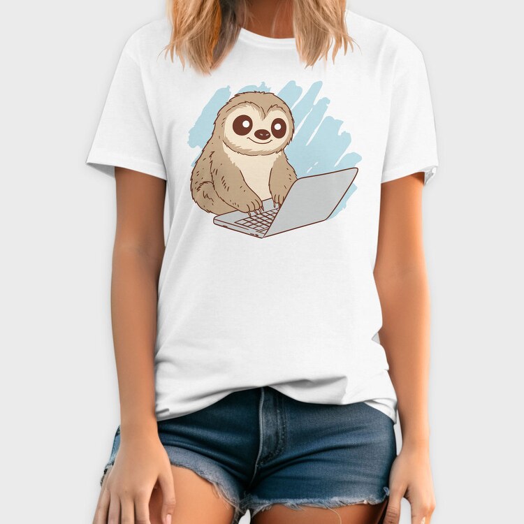 Sloth Using Computer, Tricou Barbati (Unisex)