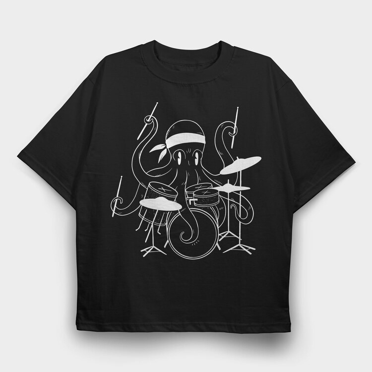 Drummer Octopus Drums, Tricou Oversize Barbati (Unisex)