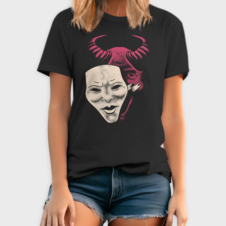 Demon And Mask Halloween, Tricou Barbati (Unisex)