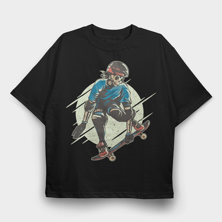 Skater Skeleton Character, Tricou Oversize Barbati (Unisex)
