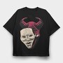 Demon And Mask Halloween, Tricou Oversize Barbati (Unisex)