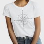 Hand Drawn Compass Rose Illustration, Tricou Femei
