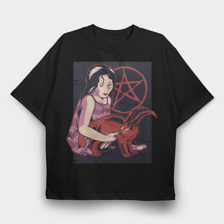 Demon Cat, Tricou Oversize Barbati (Unisex)