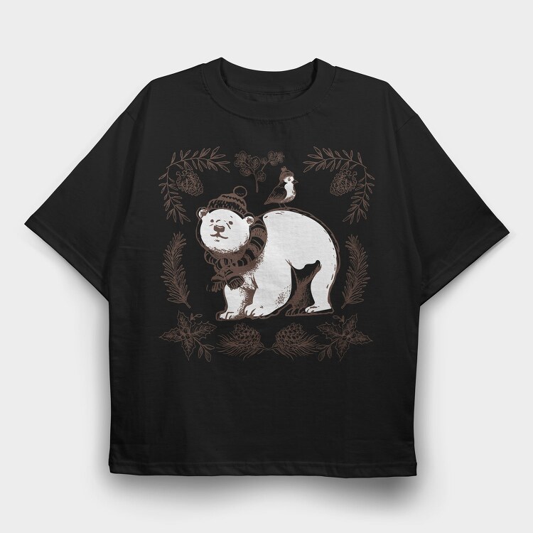 Polar Bear Animal Winter Throw Pillow, Tricou Oversize Barbati (Unisex)