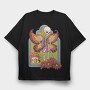 Skeleton And Flowers Skull Fairy, Tricou Oversize Barbati (Unisex)