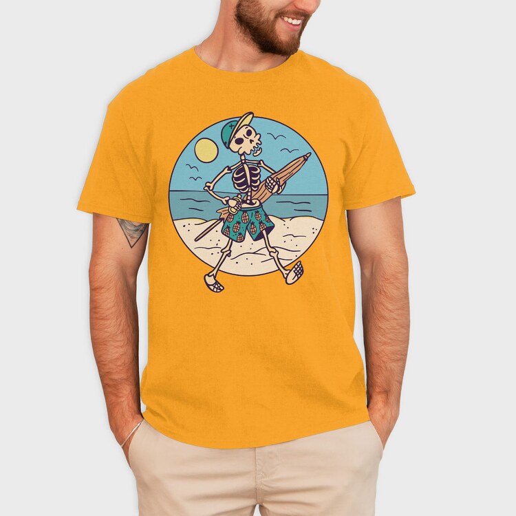 Skeleton At The Beach Sunshade, Tricou Barbati (Unisex)