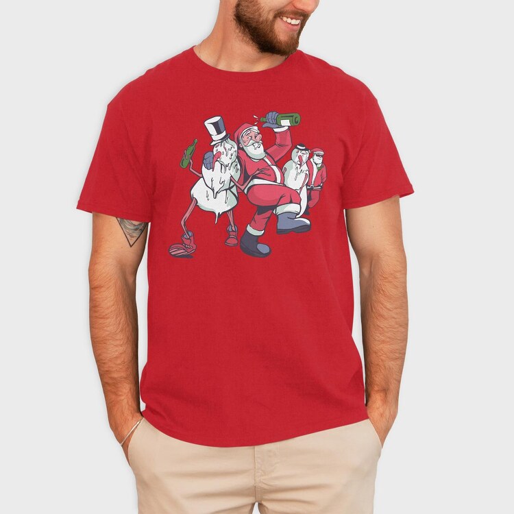 Snowmen Santa Drunk, Tricou Barbati (Unisex)