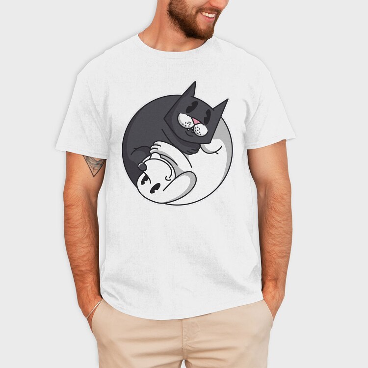 Yin Yang Cat and Dog, Tricou Barbati (Unisex)