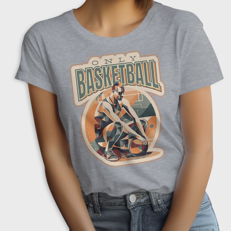 Basketball Player Geometric Only Basketball Pt, Tricou Femei