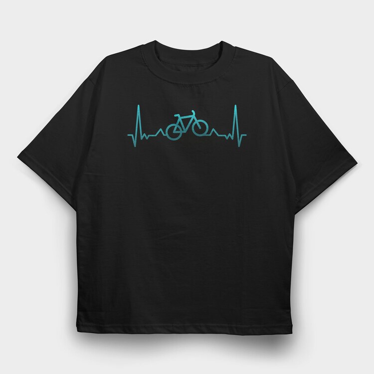 Bike Heartbeats, Tricou Oversize Barbati (Unisex)