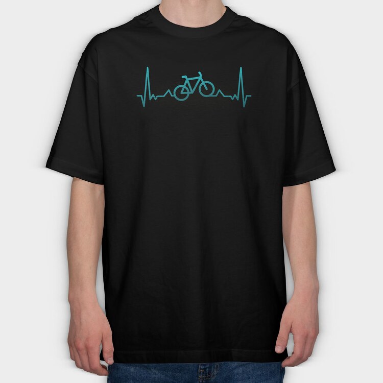 Bike Heartbeats, Tricou Oversize Barbati (Unisex)