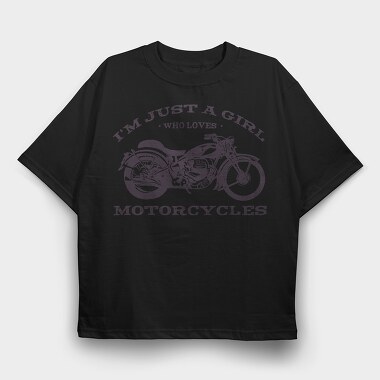 Biker Girl Love Motorcycles, Tricou Oversize Barbati (Unisex)