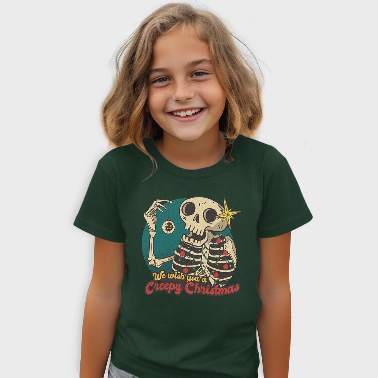 Skeleton Christmas Creepy Cartoon, Tricou Copii