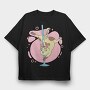 Pole Dancing Cat Cartoon, Tricou Oversize Barbati (Unisex)