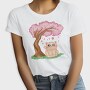 Cherry Blossom Cat Kawaii Sakura And, Tricou Femei