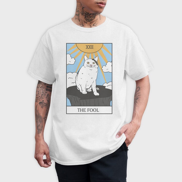 Meme Cat Tarot Card, Tricou Barbati (Unisex)