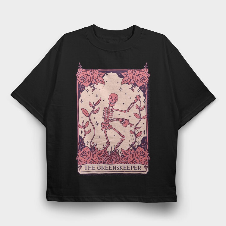 Skeleton Gardener Tarot Card Greenskeeper, Tricou Oversize Barbati (Unisex)