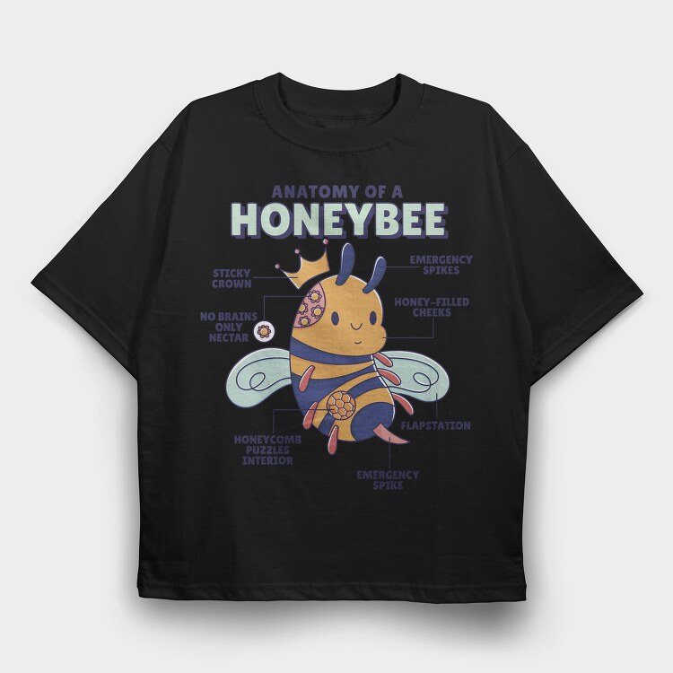 Bee Anatomy, Tricou Oversize Barbati (Unisex)