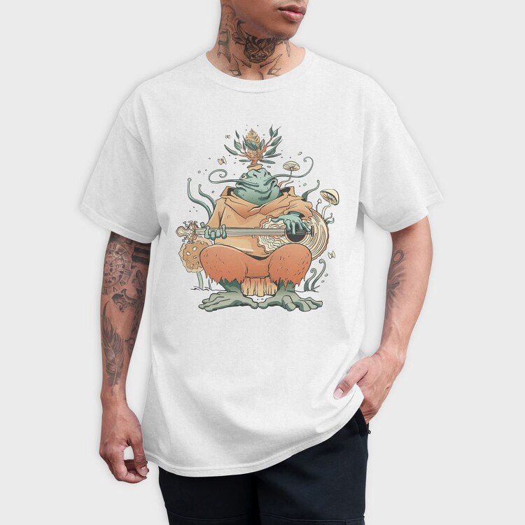 Frog Musician Magic Bard Cottage, Tricou Barbati (Unisex)