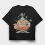 Frog Musician Magic Bard Cottage, Tricou Oversize Barbati (Unisex)