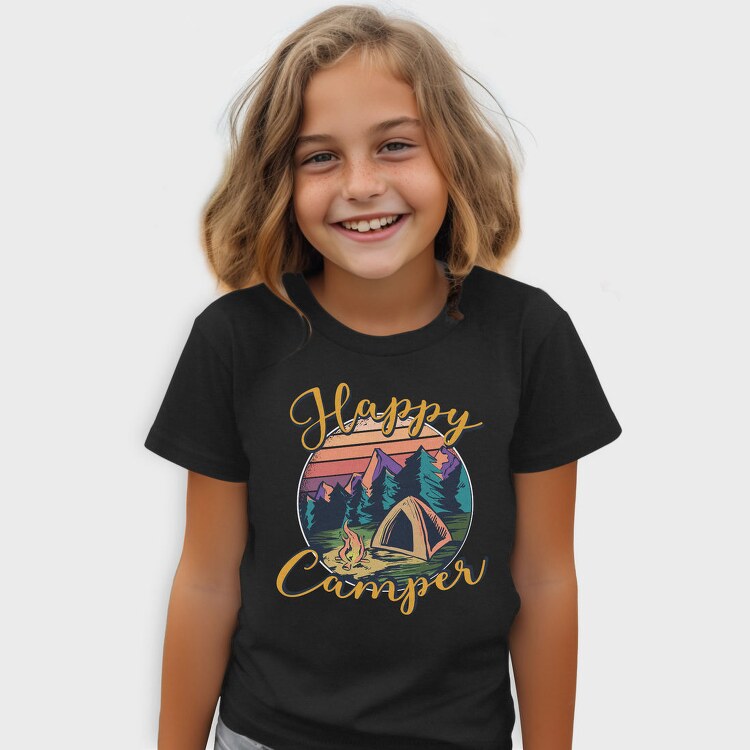 Happy Camper Lettering Only Request, Tricou Copii