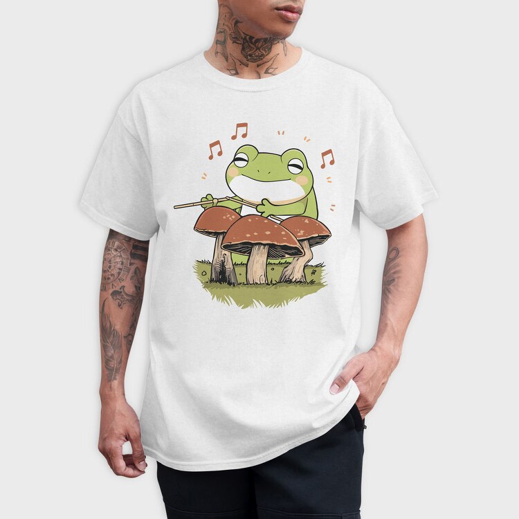 Frog Playing Drums Mushroom, Tricou Barbati (Unisex)