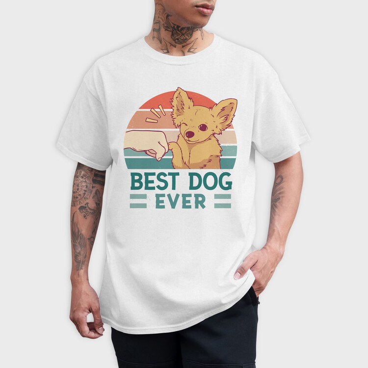 Dog And Human Retro Sunset Best Ever, Tricou Barbati (Unisex)