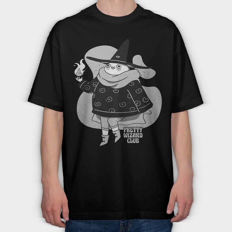 Happy Cartoon Wizard Pretty Club, Tricou Oversize Barbati (Unisex)