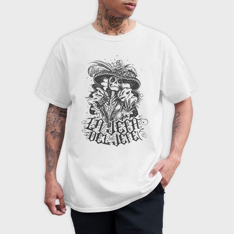 Skeleton Mexican Character Hand Drawn Jefa, Tricou Barbati (Unisex)