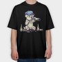 Dog Drinking Beer, Tricou Oversize Barbati (Unisex)
