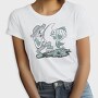 Happy Fisherman And Fish Cartoon, Tricou Femei