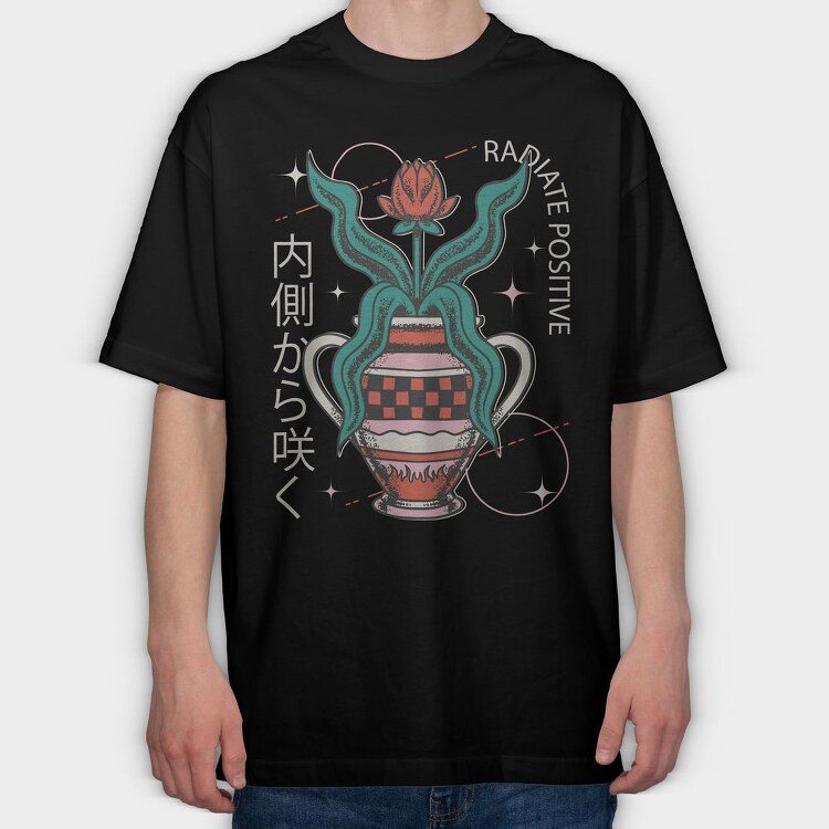 Positive Vibes Flower Vase 07, Tricou Oversize Barbati (Unisex)