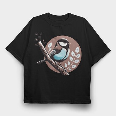 Chickadee Branch Circle, Tricou Oversize Barbati (Unisex)