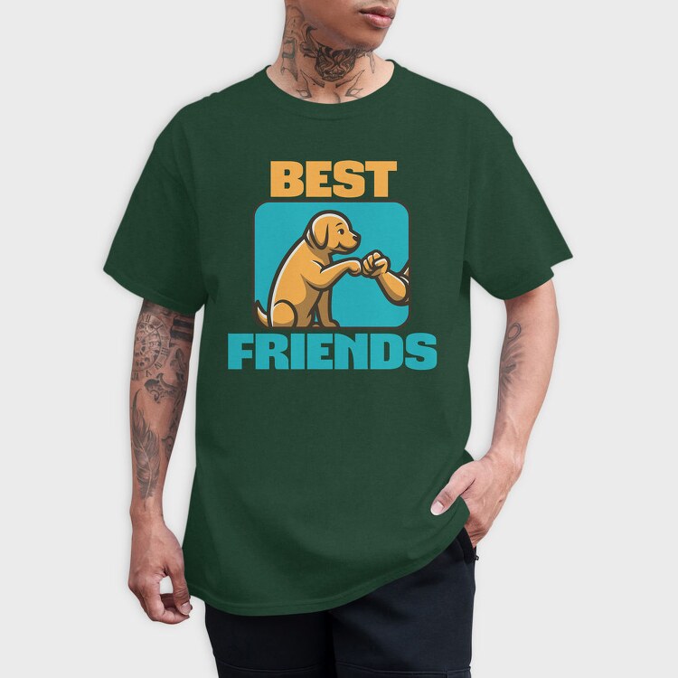 Dog Human Friendship Best Friends, Tricou Barbati (Unisex)