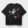 Chickadee On Blossom, Tricou Oversize Barbati (Unisex)